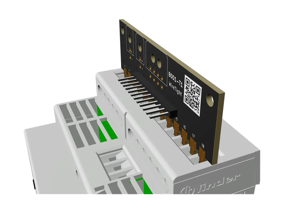Bare B001-T1 board with a generic 2.54 mm pin header in its hole row