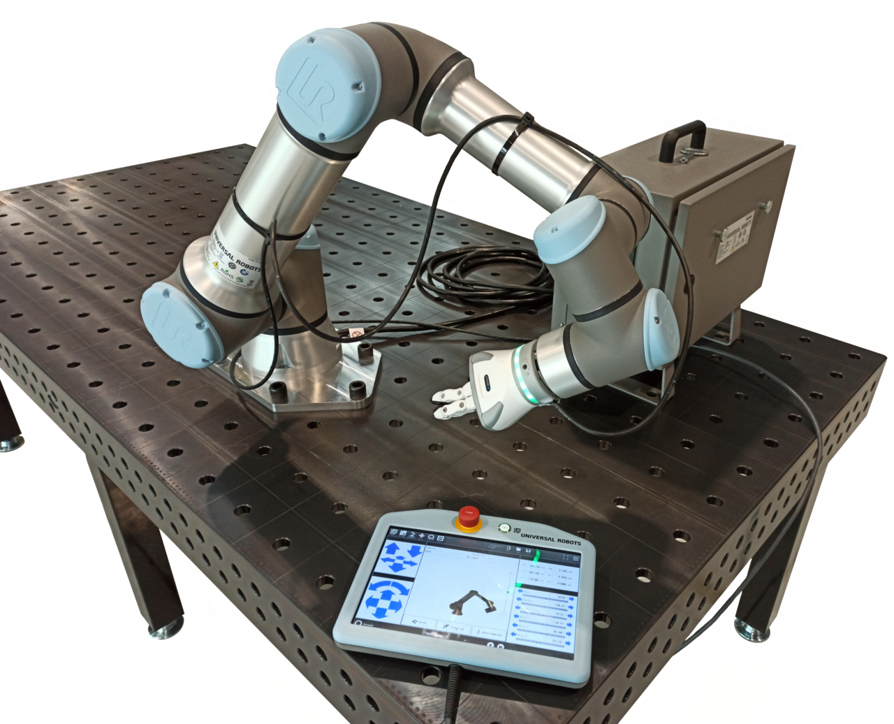 Collaborative robot arm on a fixture table
